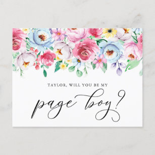 Pastel Flowers Will You Be My  Page Boy Card
