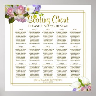 Pastel Flowersl 15 Table Wedding Seating Chart