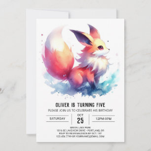Pastel Fox Birthday Invitation