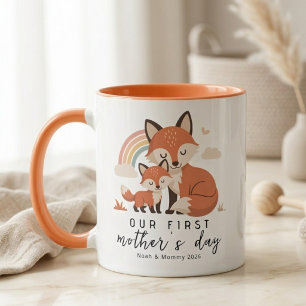 Pastel Fox Mum Baby First Mother’s Day Rainbow Mug