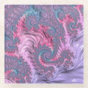 Pastel Fractal Glass Coaster