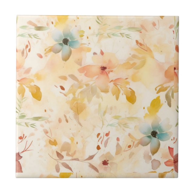 Pastel Free Spirit Floral Ceramic Tile (Front)