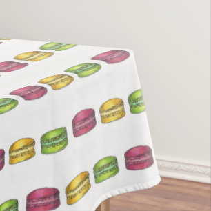 Pastel French Bakery Macaron Cookie Foodie Print Tablecloth