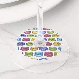 Pastel French Bakery Macaron Cookie Pastry Wine Glass Tag