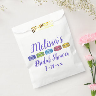 Pastel French Macaron Cookie Pastry Bridal Shower Favour Bag