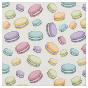 Pastel French Macaron Cookie Pattern Fabric