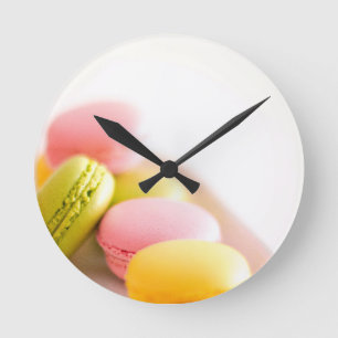 Pastel French Macaron Cookies Round Clock
