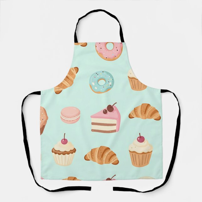 Pastel French Pastries Cute Dessert Pattern Apron (Front)