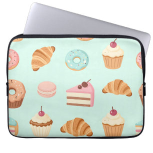 Pastel French Pastries Cute Dessert Pattern Laptop Sleeve