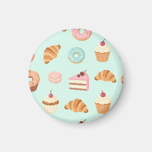 Pastel French Pastries Cute Dessert Pattern Magnet