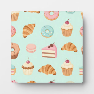 Pastel French Pastries Cute Dessert Pattern Plaque