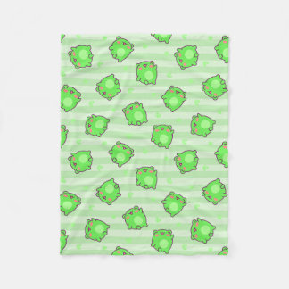Pastel Frog Baby Blanket – Kawaii Green Stripes