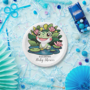 Pastel Frog Baby Shower Paper Plate