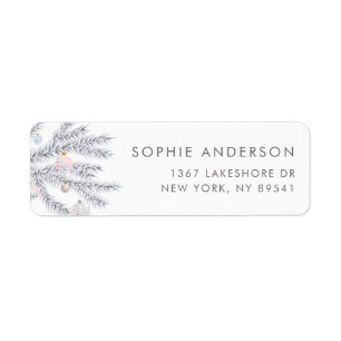 Pastel Frosted Pine Needles Return Address Label