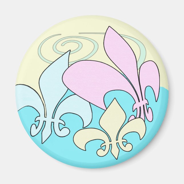 Pastel Fun Fleur de Lis Magnets (Front)