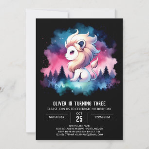 Pastel Fun Lion Birthday Invitation
