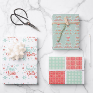 Pastel Fun Retro Jingle Custom Holiday Christmas Wrapping Paper Sheet