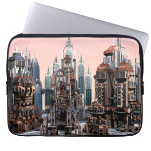 Pastel Futuristic City Fantasy Skyline Art Laptop Sleeve