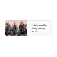 Pastel Futuristic City Fantasy Skyline Art