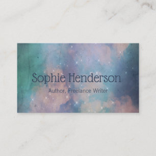 Pastel Galaxy and Navy Blue Writer Author Creative Business Card