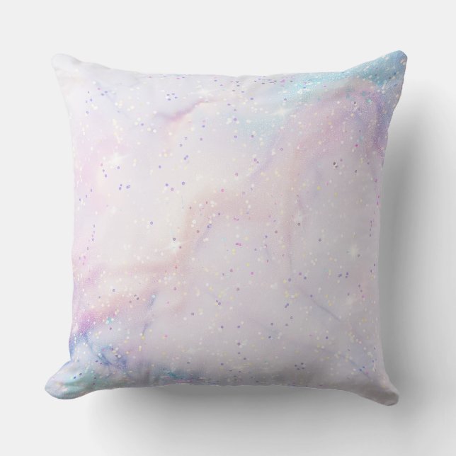 Pastel Galaxy Stardust Throw Pillow (Front)