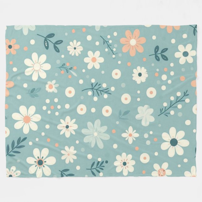 Pastel Garden Delight Fleece Blanket (Front (Horizontal))