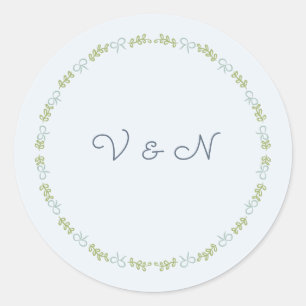 Pastel Garden Ribbon Wedding Monogram Sticker