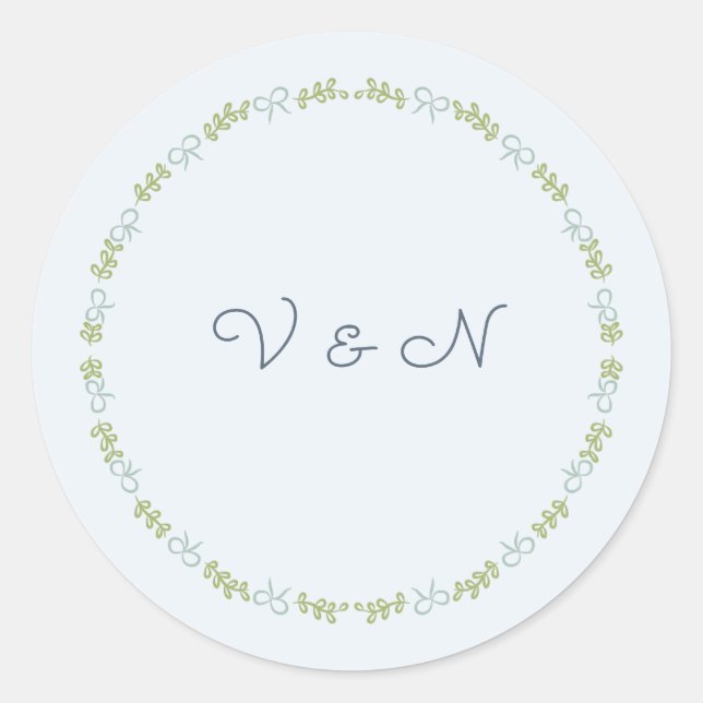 Pastel Garden Ribbon Wedding Monogram Sticker (Front)