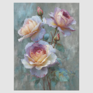 Pastel Garden Roses Decoupage Tissue Paper