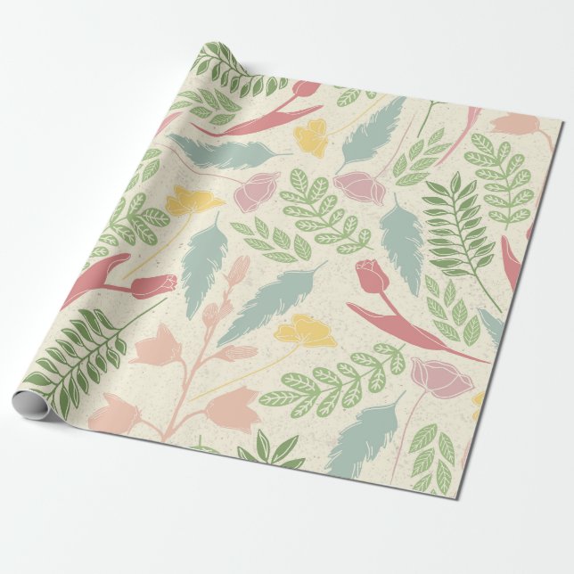 Pastel Garden Spring Wrapping Paper (Unrolled)