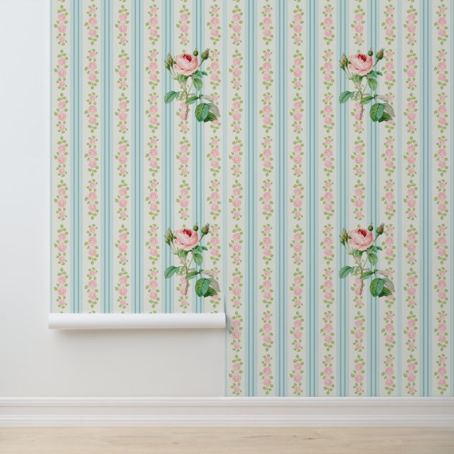 Pastel Garden Stripes Wallpaper (Application)