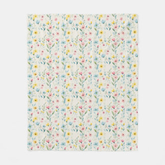 pastel garden watercolor florals fleece blanket