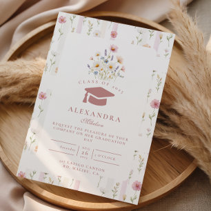 Pastel Garden Wreath Graduation Invitation