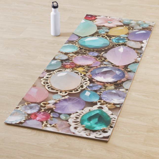 Pastel Gems And Jewels In Pinks & Purples Yoga Mat (In Situ)