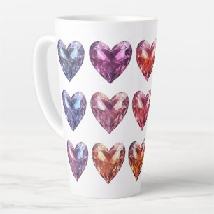 Pastel Gemstone crystal hearts Latte Mug