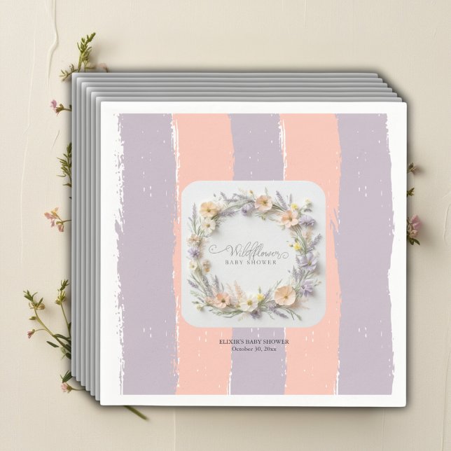 Pastel Gender Neutral Wildflower Baby Shower Napkin (Creator Uploaded)