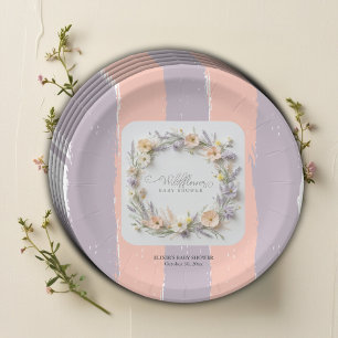 Pastel Gender Neutral Wildflower Baby Shower Paper Plate