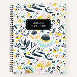 Pastel Geometric Blooms with Name Plate Detail Notebook