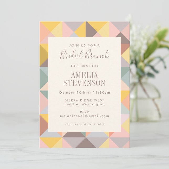 Pastel Geometric Bridal Brunch Invitation (Standing Front)