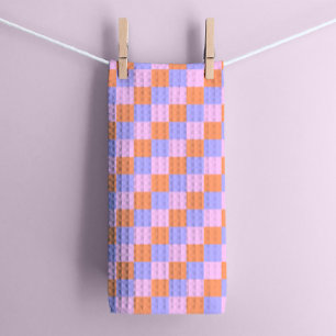 Pastel Geometric Chequerboard  Tea Towel