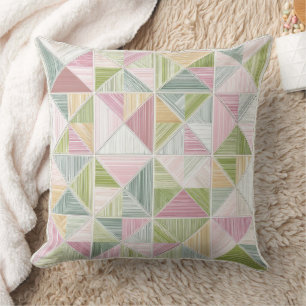 Pastel Geometric Cottagecore Quilt Pattern Cushion
