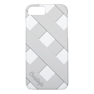 Pastel Geometric Crossing Grey Lines with Name iPhone 8/7 Case