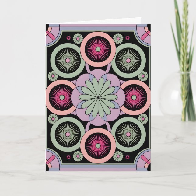 Pastel Geometric Mandala Bloom Card (Front)