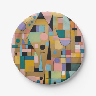 Pastel Geometric Metropolis Paper Plate