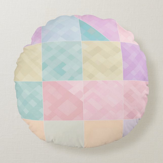 Pastel Geometric Patchwork Pillow (Front)
