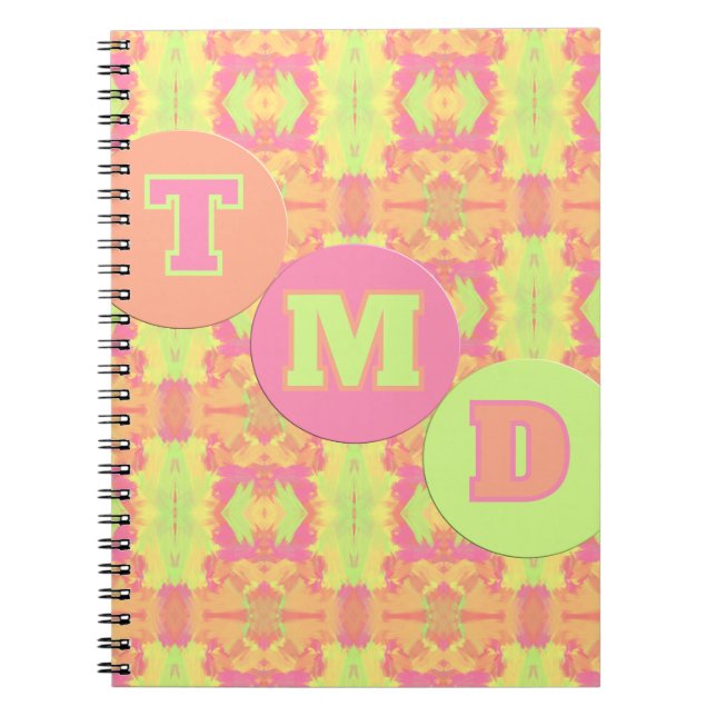 Pastel Geometric Pattern With Circles Notebook (Front)