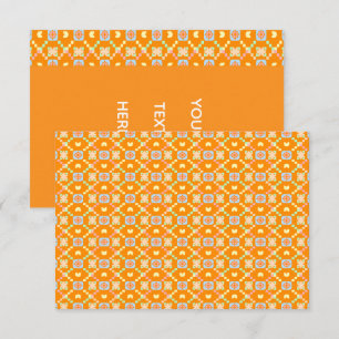 Pastel Geometric Pixel Pattern on Vibrant Orange  Thank You Card