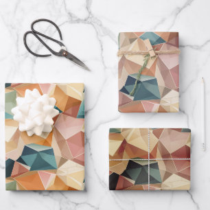 Pastel Geometric Pop Wrapping Paper Sheets Set