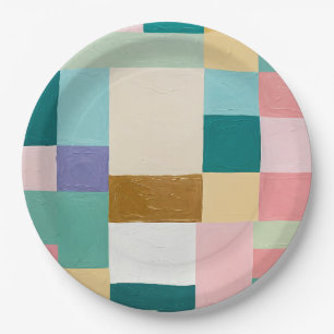 Pastel Geometric Quilt Paper Plate