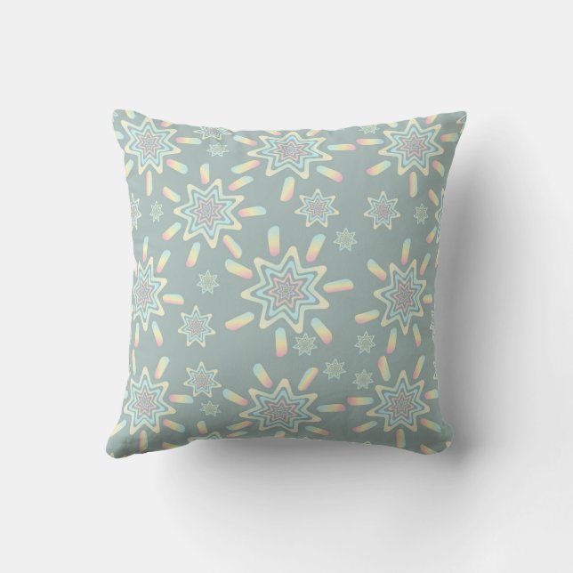 Pastel Geometric Retro Starburst Cushion (Back)